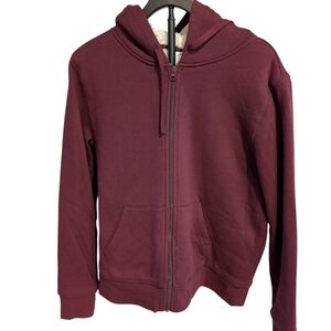 Amazon Essentials Burgundy Sherpa-Lined Zip-Up Hoodie - Size L